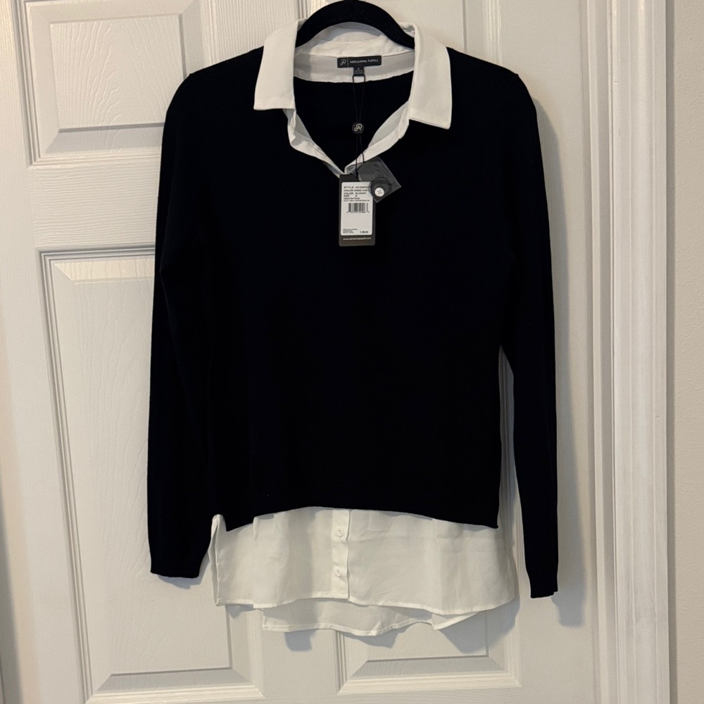 Adrianna Papell Black and White Button Down Shirt